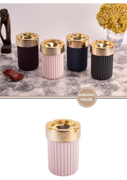 Kokusuz Çizgili Gold Küllük, Dumansız Yuvarlak Küllük fiyatları