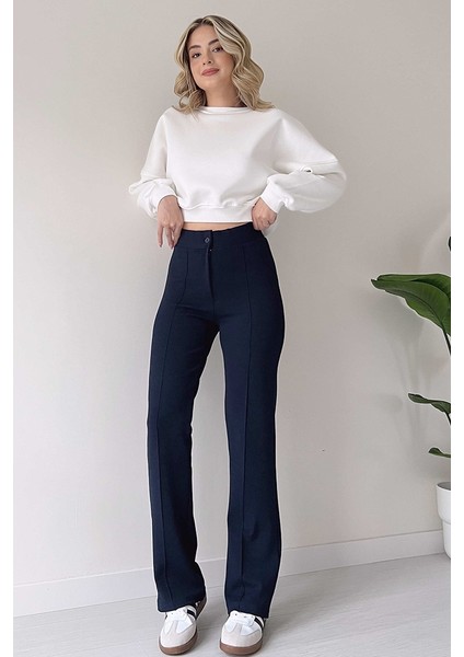 Yüksel Bel Ispanyol Paça Palazzo Pantolon 1290 - Lacivert