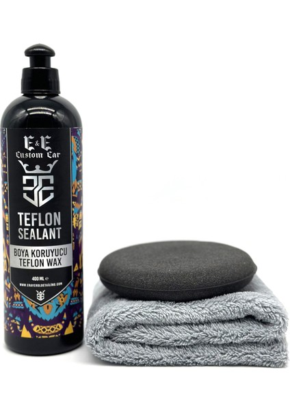 E&e Custom Car Boya Koruyucu Teflon Wax 400 ml (Mikrofiber Bez ve Ped Ile)