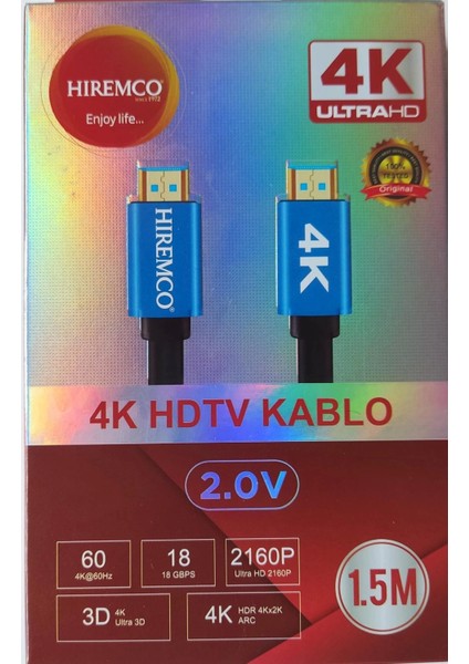 Hıremco HDMI Kablo 1,5mt 4K 2.0V Ultra Hd