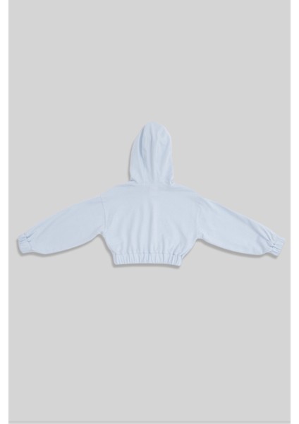Almogro Mavi Pamuklu Kız Çocuk Crop Sweatshirt modelleri