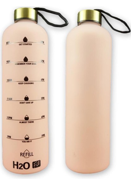 H2O Motivasyon Cam Matara Su Şişesi 1000 cc Pembe - H2O87193 C1-1-18