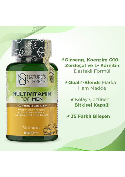 Nature's Supreme Multivitamin For Men 100 Kapsül