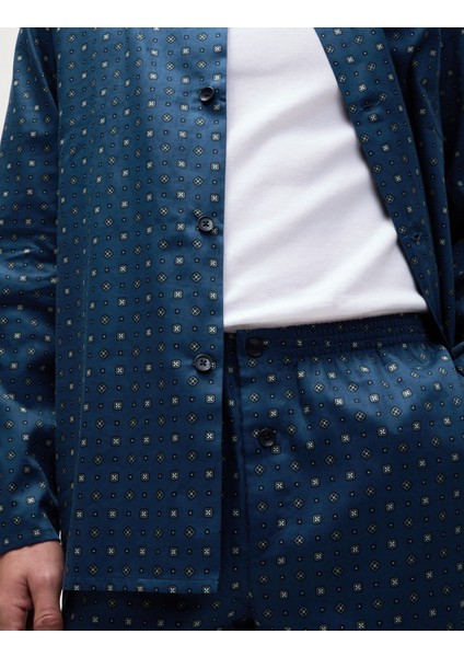 Saf Pamuklu Uzun Kollu Pijama Takımı
