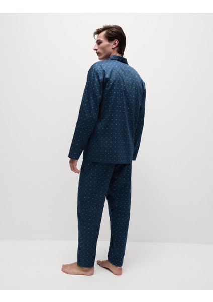 Saf Pamuklu Uzun Kollu Pijama Takımı