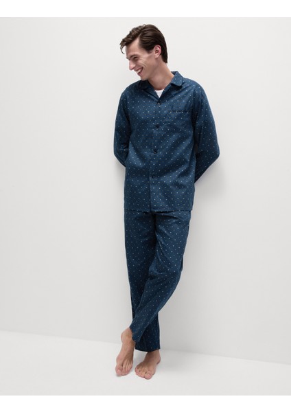 Saf Pamuklu Uzun Kollu Pijama Takımı