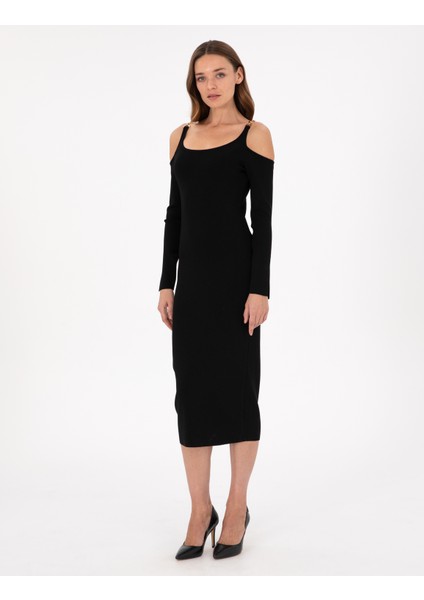 Kadın Siyah Ex. Slim Fit Triko Elbise 50290603-VR046 modelleri