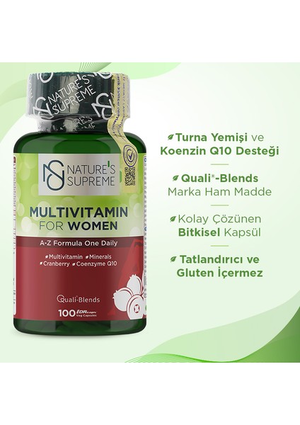 Nature's Supreme Multivitamin For Women 100 Kapsül