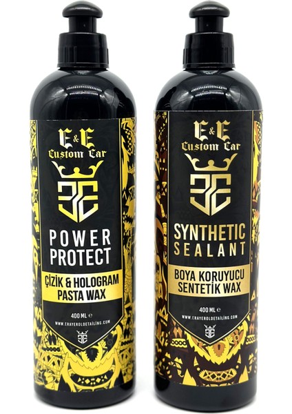 E&e Custom Car Çizik ve Hologram Pasta Wax 400 ml ve Boya Koruyucu Sentetik Wax 400 ml