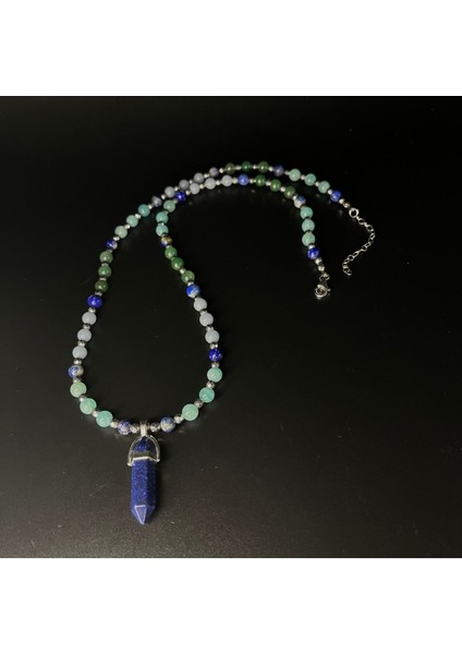 Sertifikalı Lapis Amazonit Anjelit Aventurin Doğal Taş Çivi Model Kolye 55 cm fiyatları