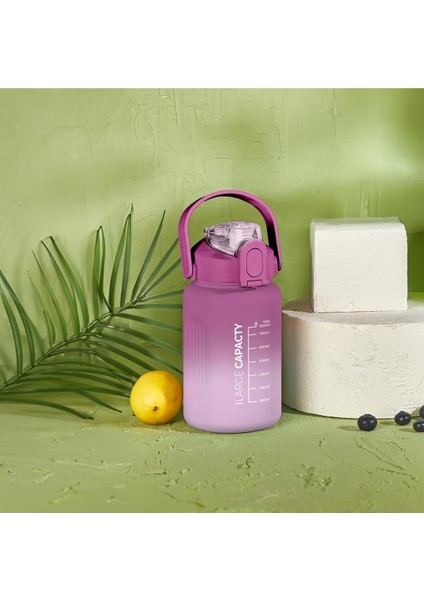 1 L - Briella 1000 ml Mavi - Siyah Pipetli Motivasyon Matara Mavi