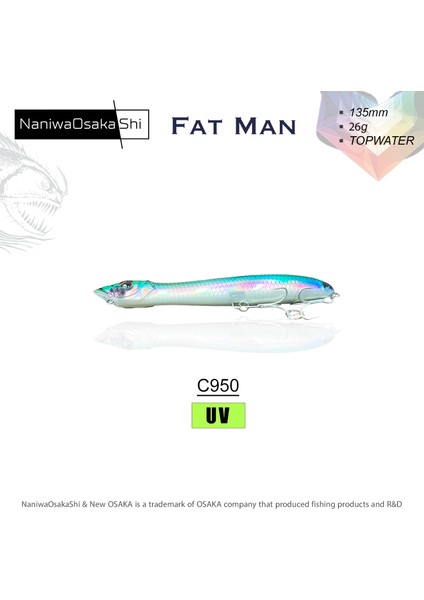 Naniwa Osaka Shi Fat Man 135MM 26GR Topwater Su Üstü Maket modelleri