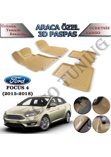 Ford Focus 4 2015-2018 Paspas Siyah 3D Havuzlu