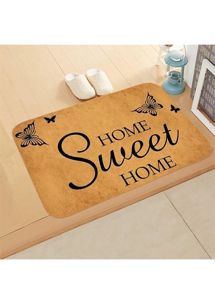 Evim Evim Güzel Evim Home Sweet Home Kahverengi Kapı Önü Paspası 45X70 cm