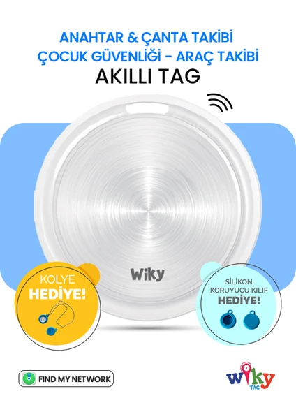 WikyTag Çocuk Smart AirTag Mavi - Akıllı Konum Takip Cihazı (Apple Uyumlu)