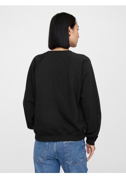 Kadın Siyah Gap Logo Vintage Soft Raglan Sweatshirt fırsatları