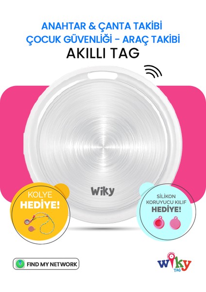 WikyTag Çocuk Smart AirTag Pembe - Akıllı Konum Takip Cihazı  (Apple Uyumlu)