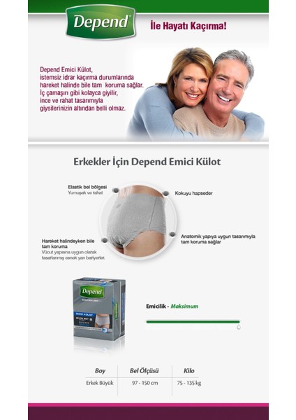 Emici Külot Hasta Bezi Large - Büyük Erkek 80 Adet (8pk*10)