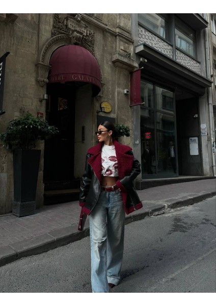 Lua Içi Kürklü Oversize Deri Kaban 9563