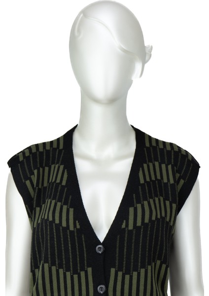 Kadın Kışlık Anne Yelek Pamuklu Triko Örme Klasik Açelya Motifli Önden Düğmeli Çift Cepli fiyatları