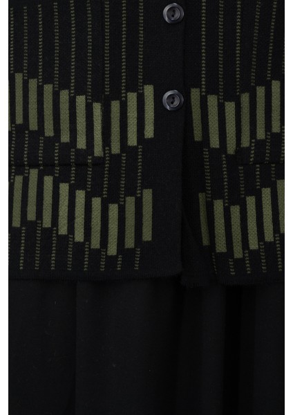 Kadın Kışlık Anne Yelek Pamuklu Triko Örme Klasik Açelya Motifli Önden Düğmeli Çift Cepli modelleri