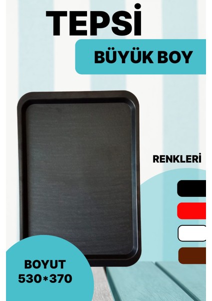 Büyük Boy Plastik Fastfood Yemekhane Servis Tepsisi(53×37)Cm