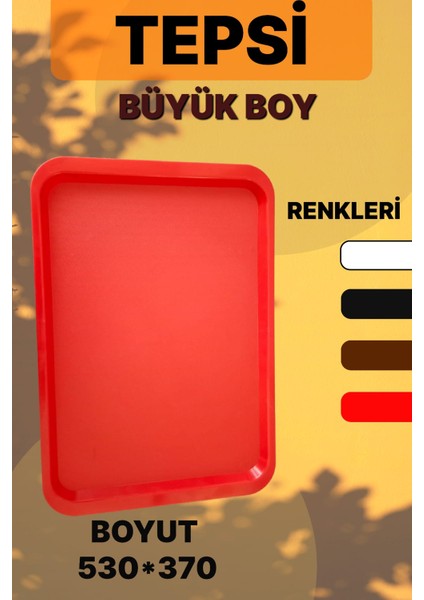 Büyük Boy Plastik Fastfood Yemekhane Servis Tepsisi(53×37)Cm