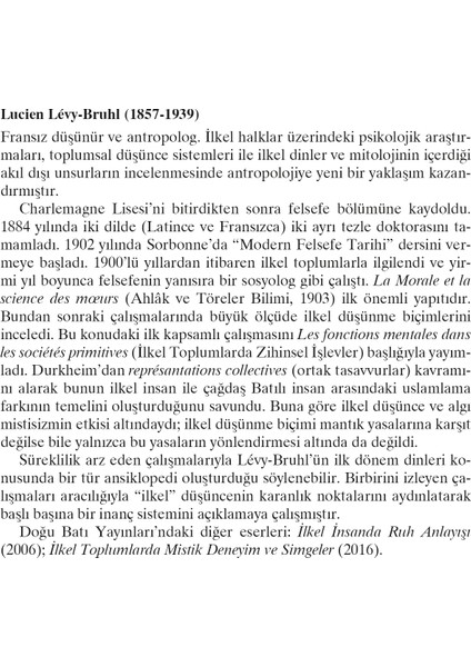 İlkel Zihniyette Doğaüstü ve Doğa Anlayışı 1 - Lucien Levy-Bruhl