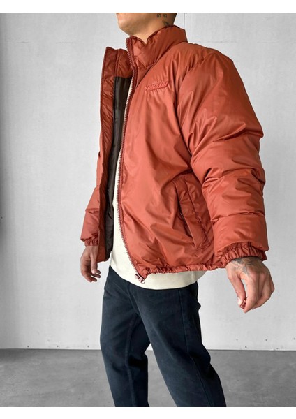 Erkek Oversize Dik Yakalı Fermuarlı Cepli Mont Turuncu fiyatları
