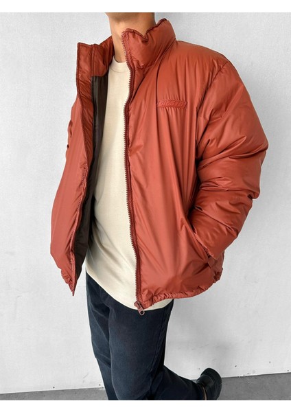 Erkek Oversize Dik Yakalı Fermuarlı Cepli Mont Turuncu modelleri