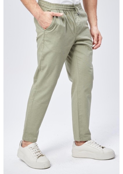 Erkek Beli Bağcıklı Yandan Cepli Yeşil Jogger Pantolon fırsatları