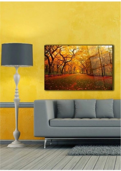 Teknoo- Ağaçlı Yol Cam Tablo Duvar Dekarasyonu