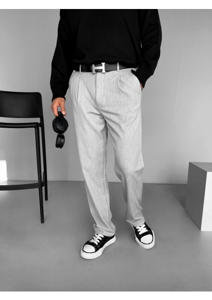 Erkek Baggy Fit Beli Lastikli Rahat Pantolon Gri modelleri