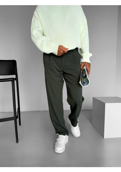 Erkek Baggy Fit Beli Lastikli Rahat Pantolon Haki fırsatları