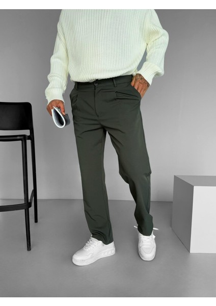 Erkek Baggy Fit Beli Lastikli Rahat Pantolon Haki modelleri