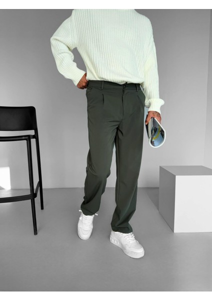 Erkek Baggy Fit Beli Lastikli Rahat Pantolon Haki indirimleri