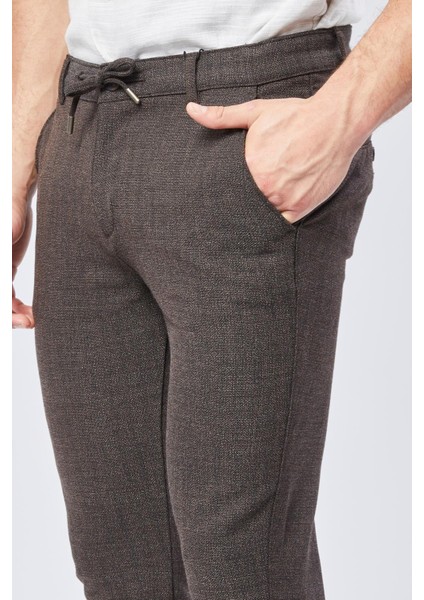 Erkek Yandan Cepli Bel Bağcıklı Slim Fit Chino Kahverengi Pantolon indirimleri