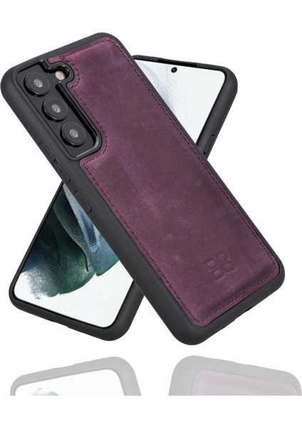Samsung Galaxy S22 Uyumlu Deri Arka Kapak Cz7 Mor