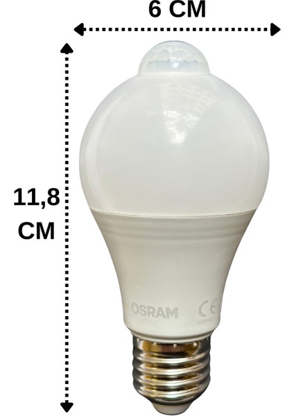 8.8W (60W) 2700K (Sarı Işık) E27 Duylu Sensörlü LED Ampul (10 Adet)