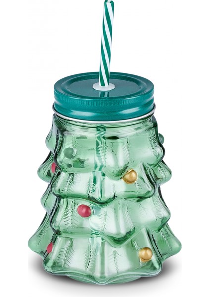 New Year Yılbaşı Pine Tree Pipetli Kupa 520 ml Yeşil fiyatları