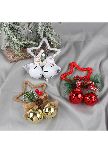 Noel Beş Köşeli Yıldız Çan Aksesuarları Kolye Dıy Noel Ağacı Kolye Yay Çan Kabine Pencere Sahne (Yurt Dışından)