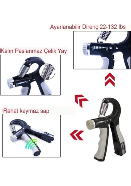 Tekno Trust El Kol Bilek Güçlendirici Sayaçlı El Yayi Egzersiz Aleti 5-60 kg 1 Adet (Jimlastik) indirimleri