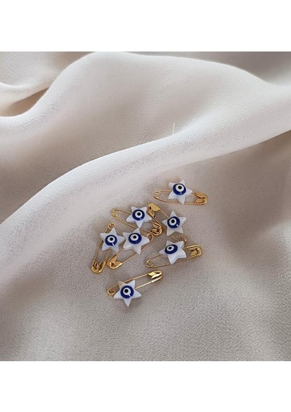 Sedef Yıldız Nazar Boncuk Maşallahlık Iğneli 10 Adet 1 cm Çeyiz Bohçası Iğnesi modelleri