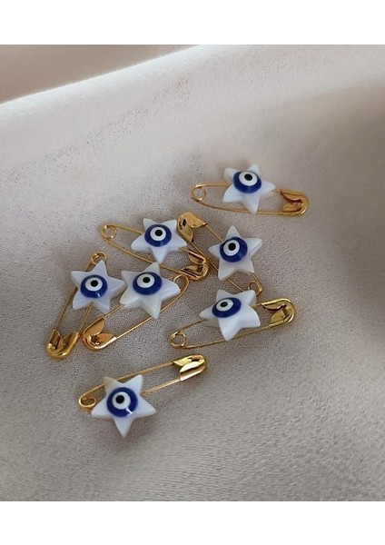 Sedef Yıldız Nazar Boncuk Maşallahlık Iğneli 10 Adet 1 cm Çeyiz Bohçası Iğnesi fırsatları