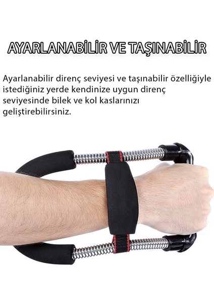 Bilek Güçlendirme Aleti Ayarlanabilir Siyah El Yayı Ön Arka Kol Güçlendirici Kas Geliştirici Fitnes