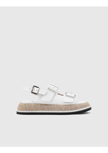 Arika Deri Kadın Beyaz Sandalet modelleri