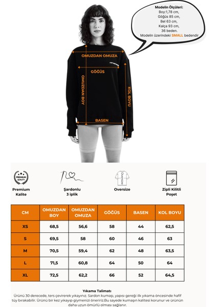 Bisiklet Yaka Nakışlı Şardonlu Içi Polarlı Siyah Kadın Sweatshirt - Rigil