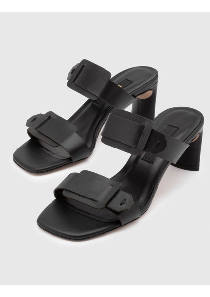 Cauvin Deri Kadın Siyah Topuklu Terlik fiyatları