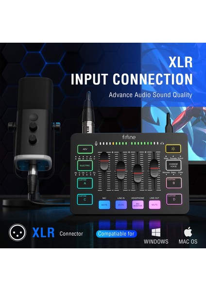 Ampligame SC3 XLR Mikrofon Arayüzlü RGB Akış Ses Mikseri fiyatları