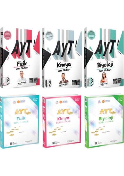 AYT Fizik - Kimya - Biyoloji Ders Notları Seti 2025 ve Üçdörtbeş Yayınları AYT Fizik - Kimya - Biyoloji Soru Bankası Seti
